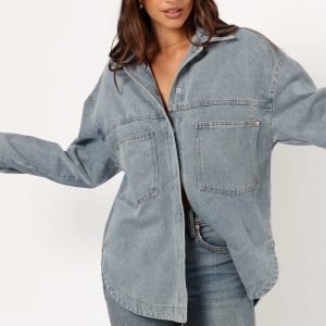 Cassie Oversized Denim Shacket - Blue