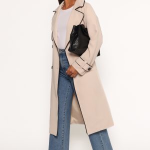 Cayenne Contrast Binding Trench Coat - Beige