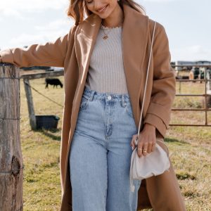Emersyn Tie Front Coat - Camel