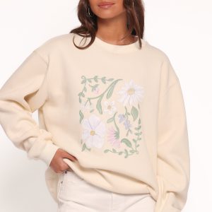 Flower Garden Graphic Sweatshirt - Cream