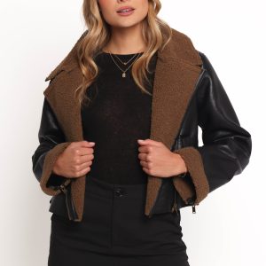 Folk Faux Leather Jacket - Black/Brown