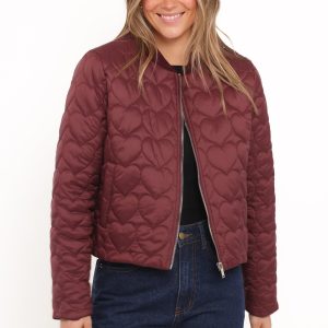 Genevieve Quilted Bomber - Cherry