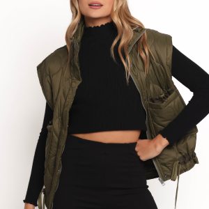 Haven Zip Front Puff Vest - Olive