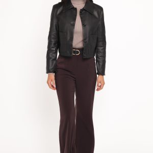 Hope Crop Faux Leather Jacket - Black