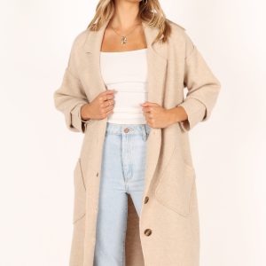 Ivy Button Front Coatigan - Oatmeal