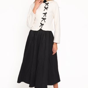 Jorah Twill Cropped Bow Jacket - Cream
