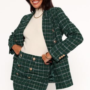 Jules Twill Plaid Blazer - Green