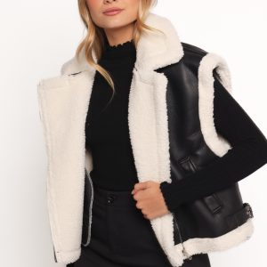 Kayden Faux Shearling Lined Vest - Black