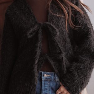 Kimmy Bow Oversized Cardigan - Black
