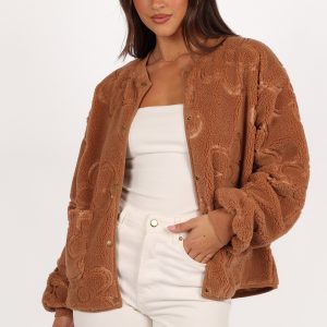 Lasky Flower Pattern Button Down Jacket - Camel