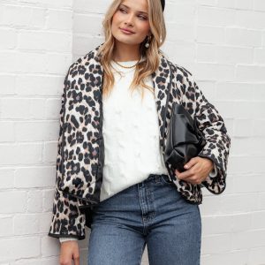 Marcos Leopard Print Quilted Jacket - Leopard