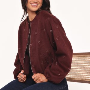 Marla Cropped Bomber - Cherry