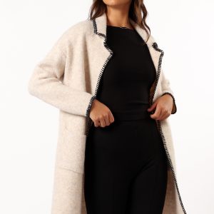 Oaklynn Contrast Stitch Coatigan - Oat