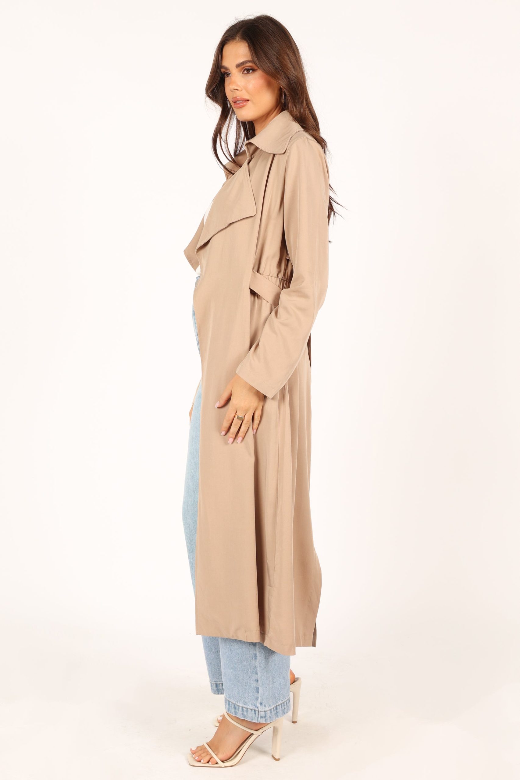 Robyn Tie Front Trench Coat - Beige - Image 6