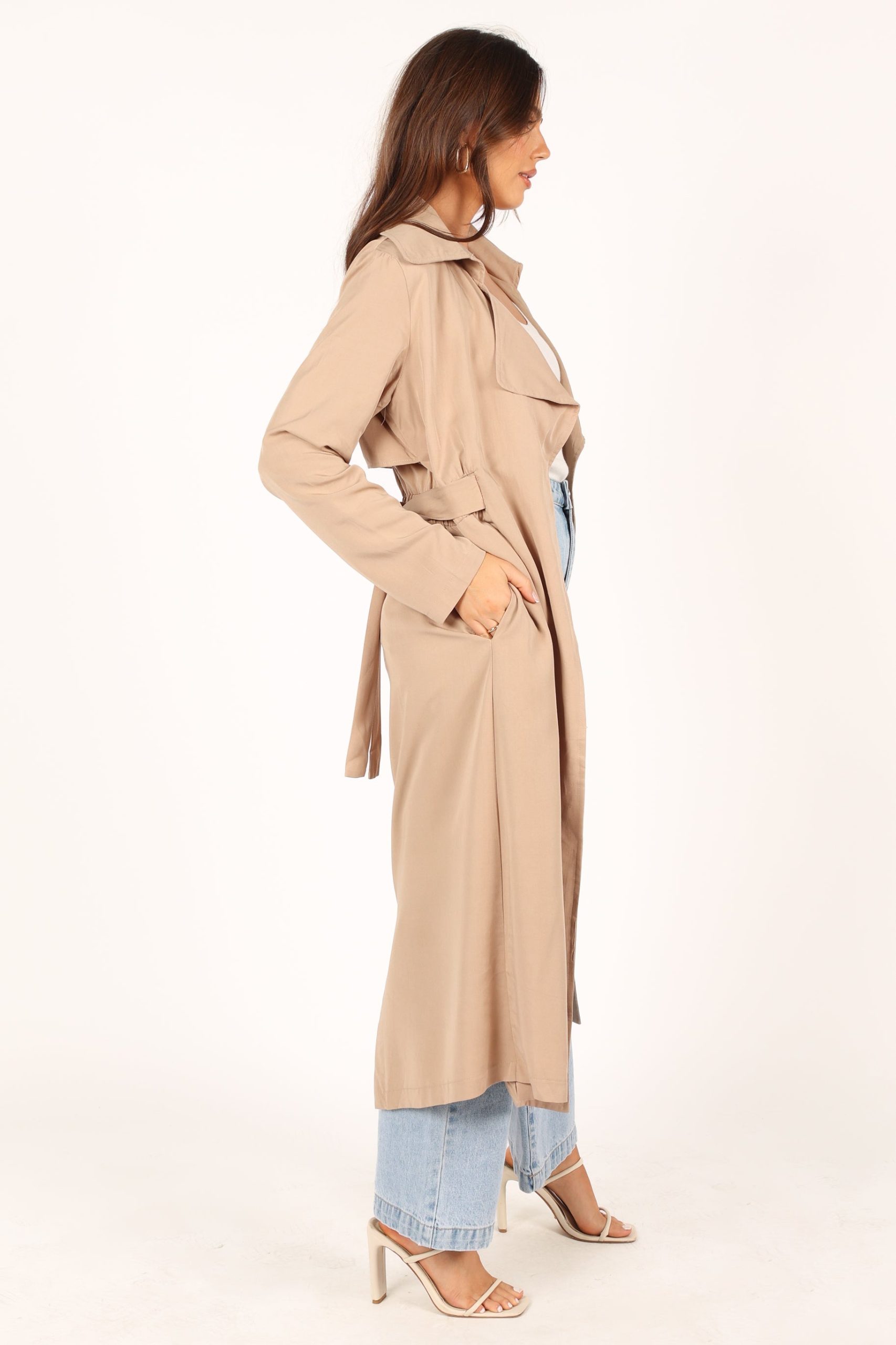 Robyn Tie Front Trench Coat - Beige - Image 8