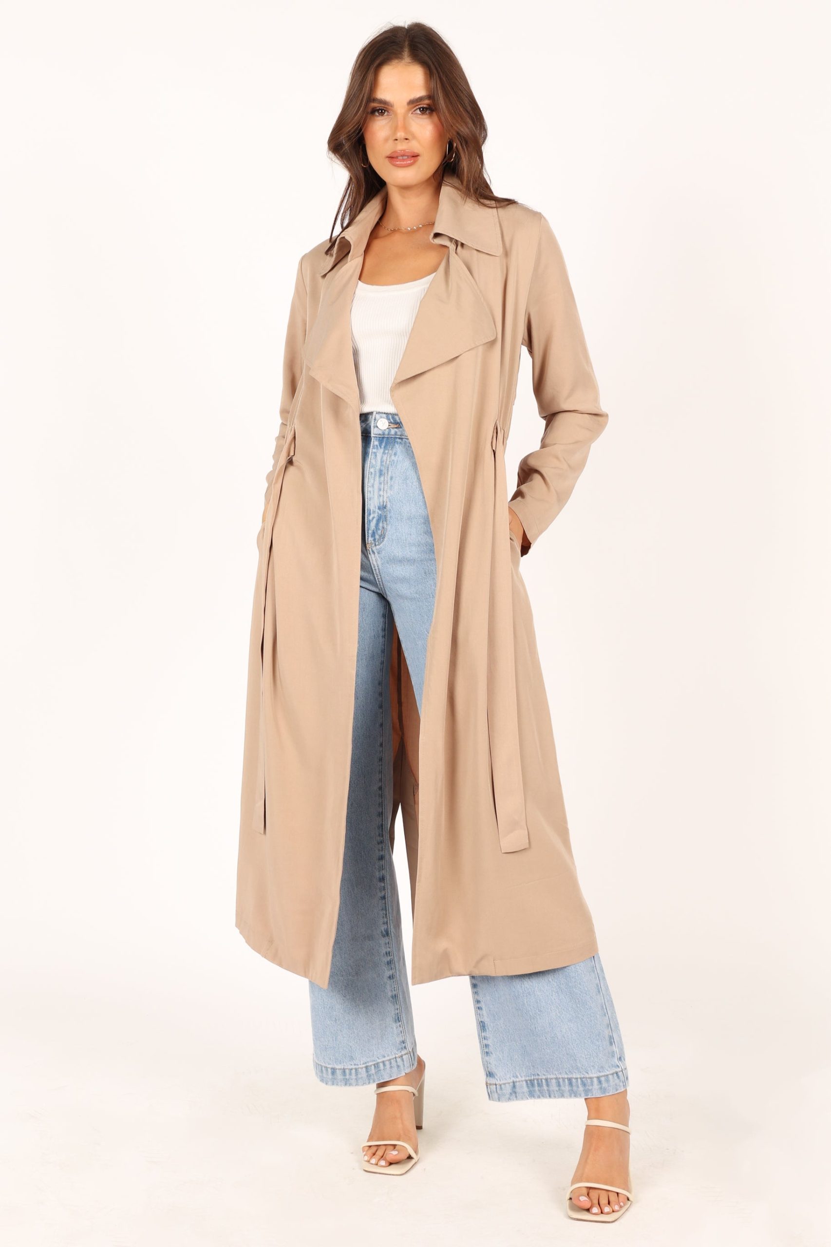 Robyn Tie Front Trench Coat - Beige - Image 10