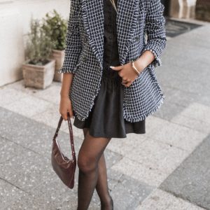 Rocco Hem Blazer - Black/White