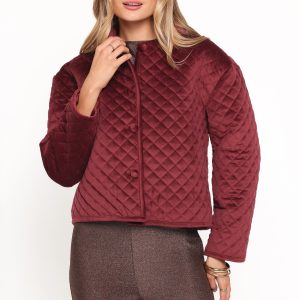 Roxanna Quilted Velvet Jacket - Wine