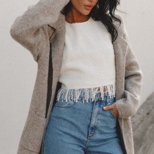 Skylar Open Front Coatigan - Taupe