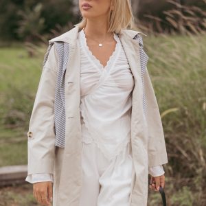 Stella Button Front Collar Jacket - Taupe
