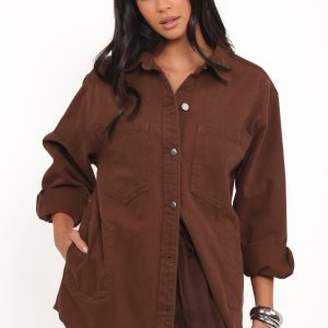 Toto Denim Shacket - Chocolate Brown