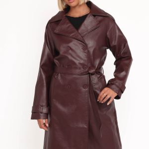 Vita Faux Leather Jacket - Burgundy