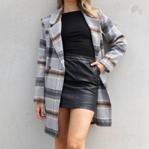 Zella Long Coat - Grey Multi