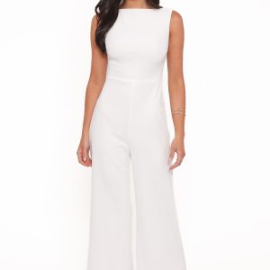 Brenda Lace Back Jumpsuit - White