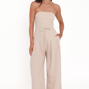 Calliope Tie Waist Jumpsuit - Wheat