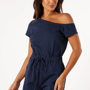Cecilia Off Shoulder Romper - Navy