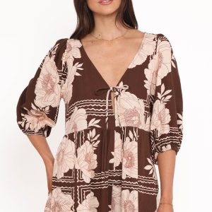 Henley Romper - Brown Floral