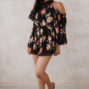 Hillary Romper - Black Floral