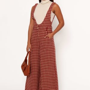 Jackson Jumpsuit - Dark Red Houndstooth