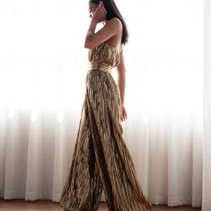 Kerry Pleat Jumpsuit - Gold