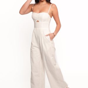 Metra Scalloped Jumpsuit - White