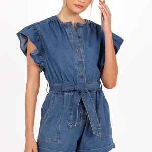 Mia Romper - Medium Denim