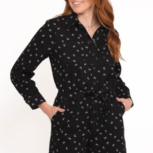 Niqui Long Sleeve Romper - Black Cream