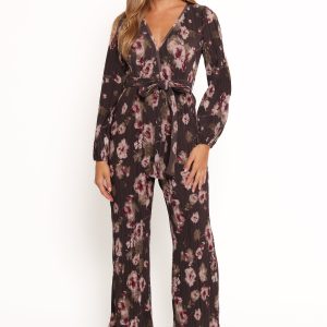 Solange Plisse Jumpsuit - Steel Grey Floral