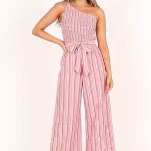 Amilia One Shoulder Jumpsuit - Stripe