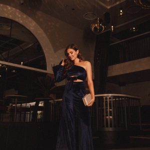 Avery Velvet Jumpsuit - Sapphire