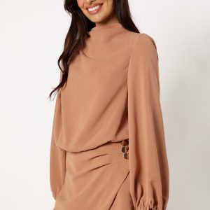 Galen Long Sleeve Romper - Mocha