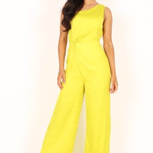 Isabel One Shoulder Jumpsuit - Lime