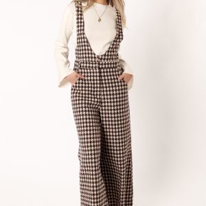 Jackson Jumpsuit - Tan Houndstooth