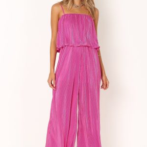 Jillian Plisse Jumpsuit - Orchid