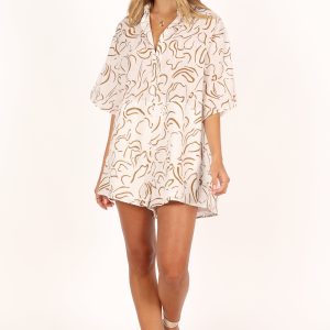 Kellie Romper - White/Beige