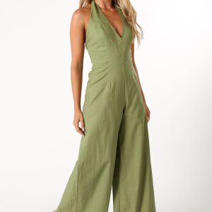 Kourtney Halterneck Jumpsuit - Olive