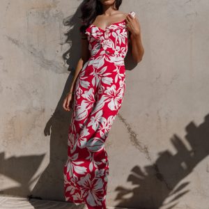 Parker Frill Jumpsuit - Red