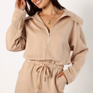 Peri Sweater Romper - Tan