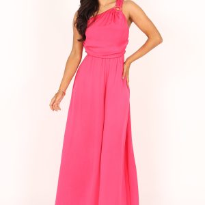 Sunanda One Shoulder Jumpsuit - Fuchsia