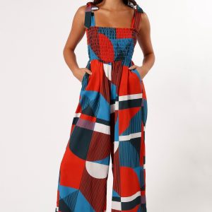 Wrenley Jumpsuit - Blue Geo